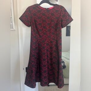 Betsey Johnson Dress Size 6 Fit & Flare Mini Red Black‎ Lace Whimsigoth Vampire